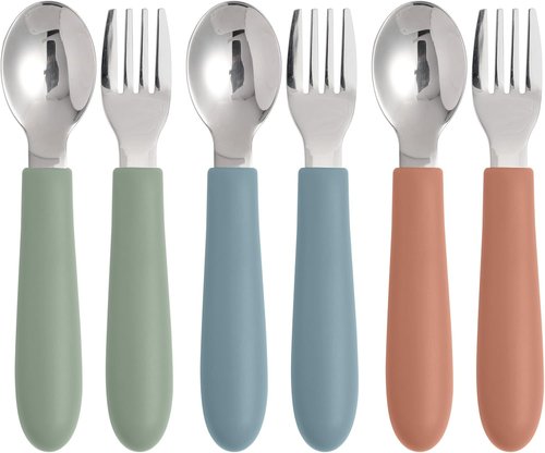 Eascrozn Toddler Utensils - Kids Silverware Set with Silicone Handles | 6 Pack, Dishwasher Safe, 18/8 Stainless Steel