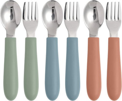 Eascrozn Toddler Utensils - Kids Silverware Set with Silicone Handles | 6 Pack, Dishwasher Safe, 18/8 Stainless Steel