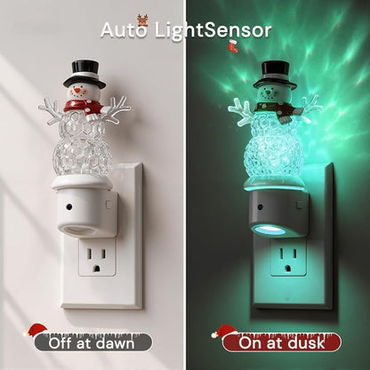 Snowman Night Light with 3 Lighting Modes, Dusk to Dawn Sensor, 8 Colors | Snowman Christmas Plug-in
