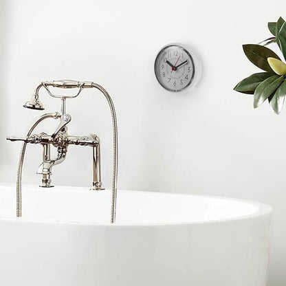 Shower Clock with Suction Cup – Waterproof Wall Clock for Bathroom, White Plastic