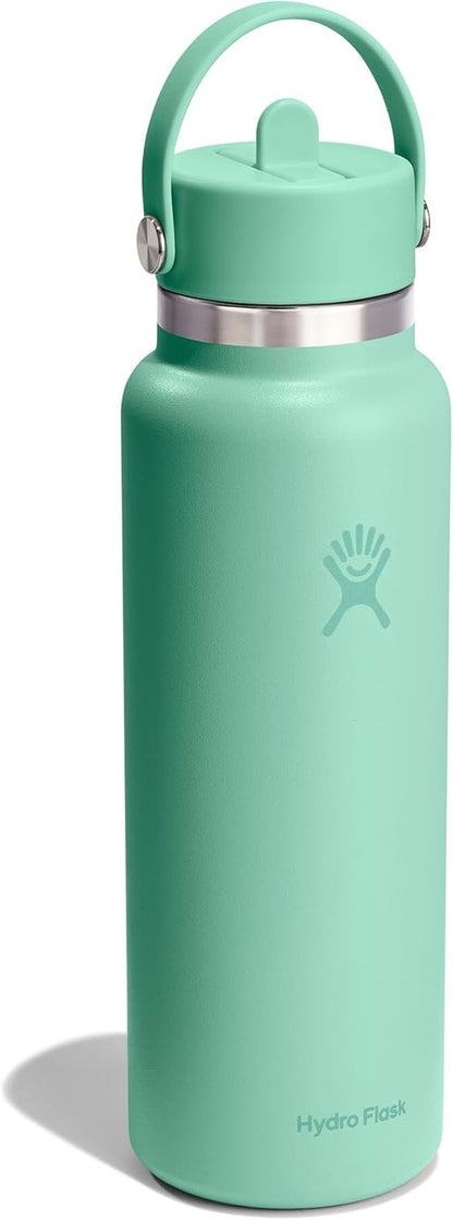 Hydro Flask Water Bottle - Insulated Stainless Steel - 40 Oz Mermaid Green with Wide Straw Lid