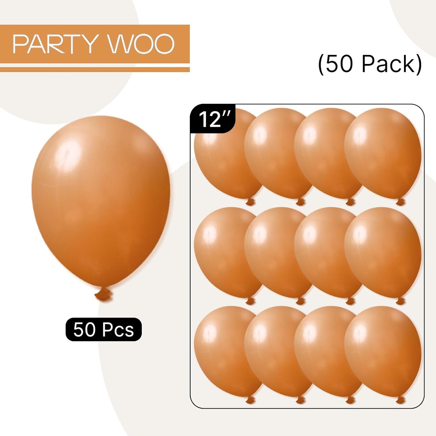 PartyWoo Light Brown Balloons - 50 Pcs 12 Inch Caramel Tan Boho Decor for Graduation & Baby Showers