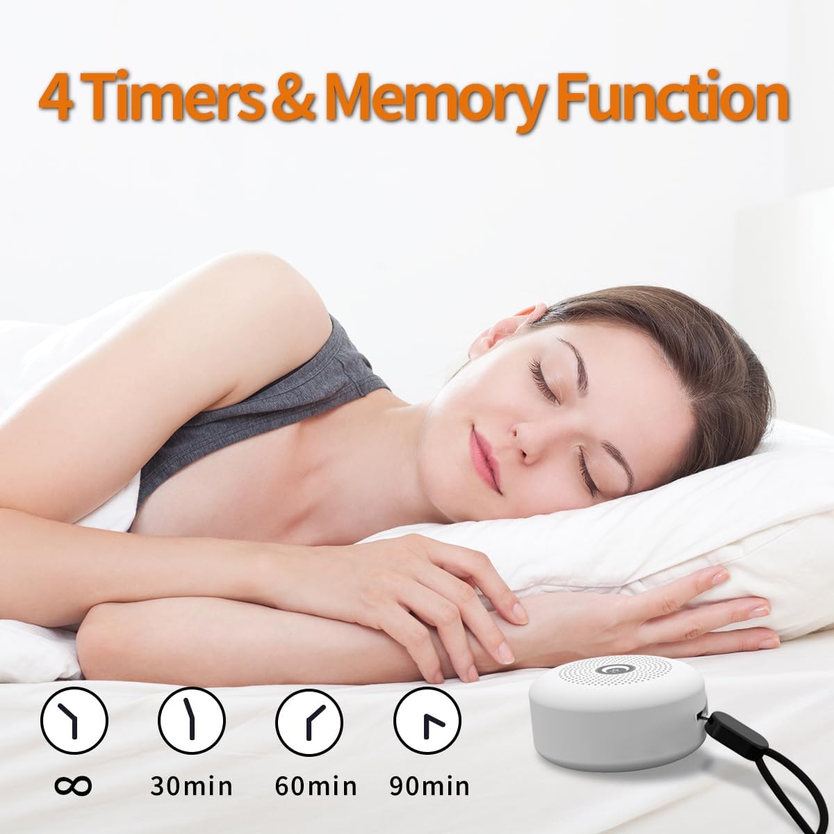 Sleepbox Sound Machine - Portable Noise Maker with 30 Soothing Sounds & Rechargeable Battery | Ideal for Sleep, Travel, Relaxation (White)