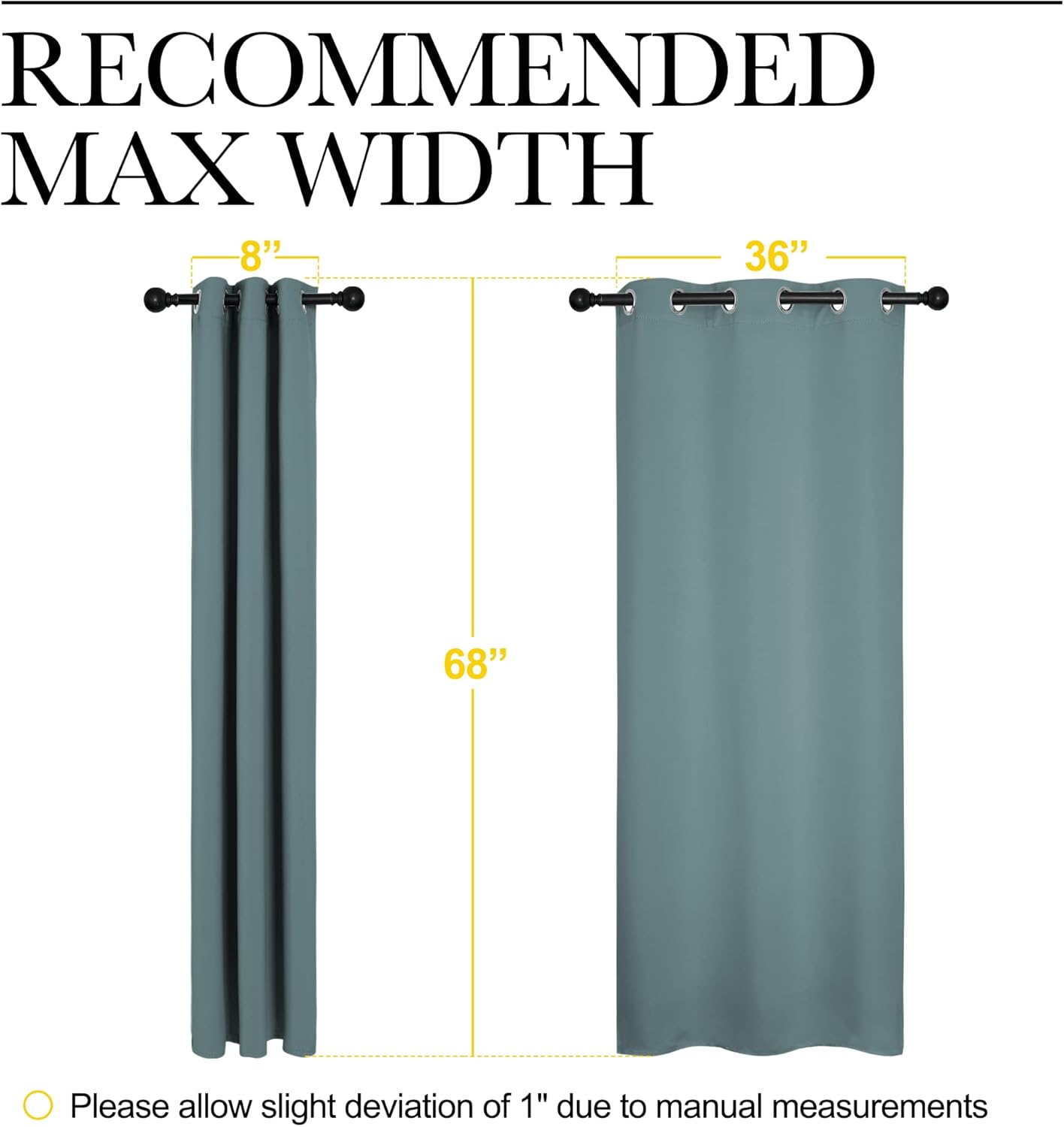 NICETOWN Modern Blackout Curtains - Noise Reducing & Thermal Insulated Drapes | Greyish Blue, 2 Panels (W42 x L68-Inch)