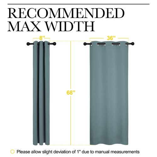 NICETOWN Modern Blackout Curtains Noise Reducing, Thermal Insulated and Privacy Room Darkening Drape Panels for Boy's Guest Room Door Small Short Window (Greyish Blue, 2 Panels, W42 x L68 -Inch)