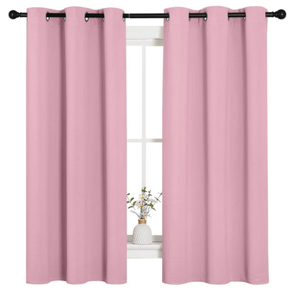 NICETOWN Room Darkening Curtains 63" Long Set of 2 for Bedroom, Rouge Pink Nursery Essential Thermal Insulated Solid Grommet Top Blackout Curtains/Drapes (1 Pair, 42 inches Wide)