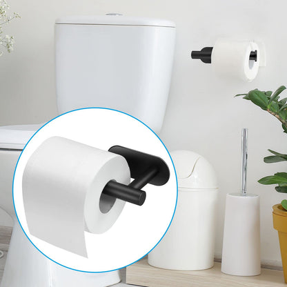 Toilet Paper Holder Self Adhesive, Eolax Toilet Roll Holder no Drilling for Bathroom Washroom, Tissue Roll Holders Wall Mount, Stainless Steel (Black)