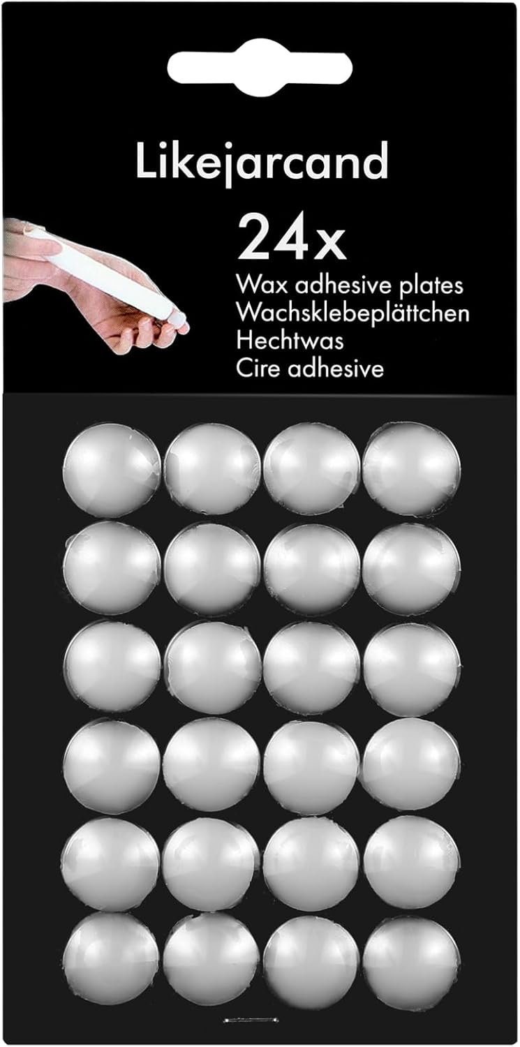 Skiennix White Adhesive Small Candles - 24 Wax Sticky Dots for Easy Candle Accessories