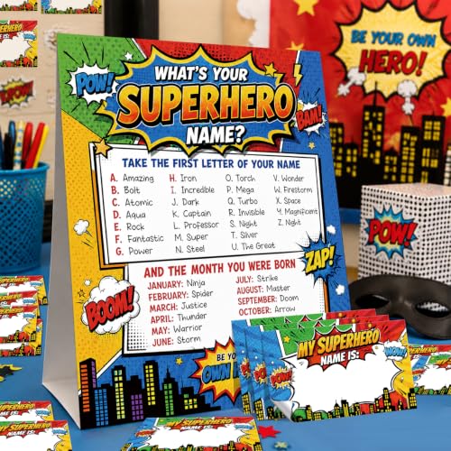 What Is Your Superhero Name Game Birthday Party Game Set - Variation 3