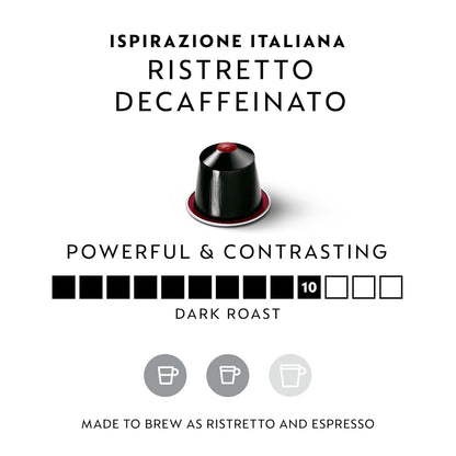 Nespresso Ristretto Decaffeinato Capsules - Dark Roast Coffee Pods | 50 Count Original Line