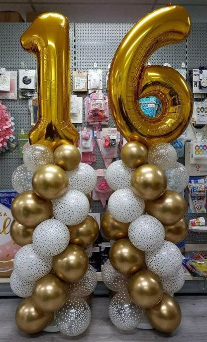 Gold Number 16 Balloon - 40 Inch Golden Birthday Decoration for 16th Party | Perfect for Boys & Girls