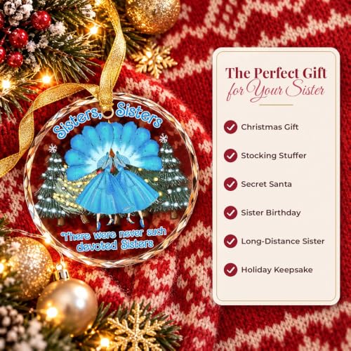 Gossby Sister Keepsake Ornament - Round Crystal Glass, Multi Color, 3.1 Inch