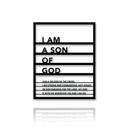 Metal Teen Boy Room Wall Decor I Am a Son of God Wall Art Sign for Boys Bedroom Playroom living Room Bathroom Motivational Sculptures Black