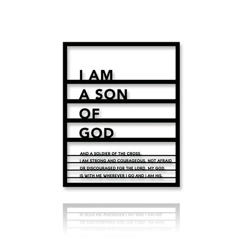 Metal Teen Boy Room Wall Decor I Am a Son of God Wall Art Sign for Boys Bedroom Playroom living Room Bathroom Motivational Sculptures Black