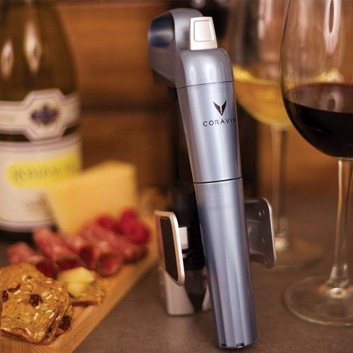 Coravin Limited Edition Preservation System and Wine Bottle Opener, Includes 4 Argon Capsules, Steel Blue