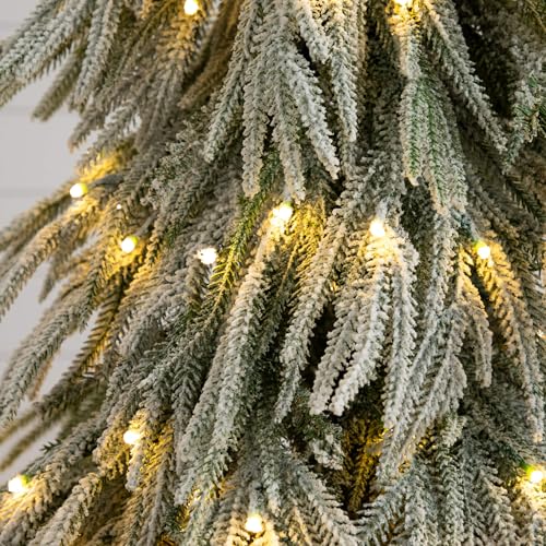 4ft Flocked Down Swept Artificial Christmas Tree with 110 LED Lights - Nearly Natural
