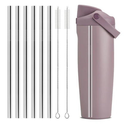 XZESH 6Pcs Metal Straw Replacement Compatible With Owala FreeSip Sway 40oz Water Bottle, With 2 Straw Cleaner, Reusable Stainless Steel Straws for Owala