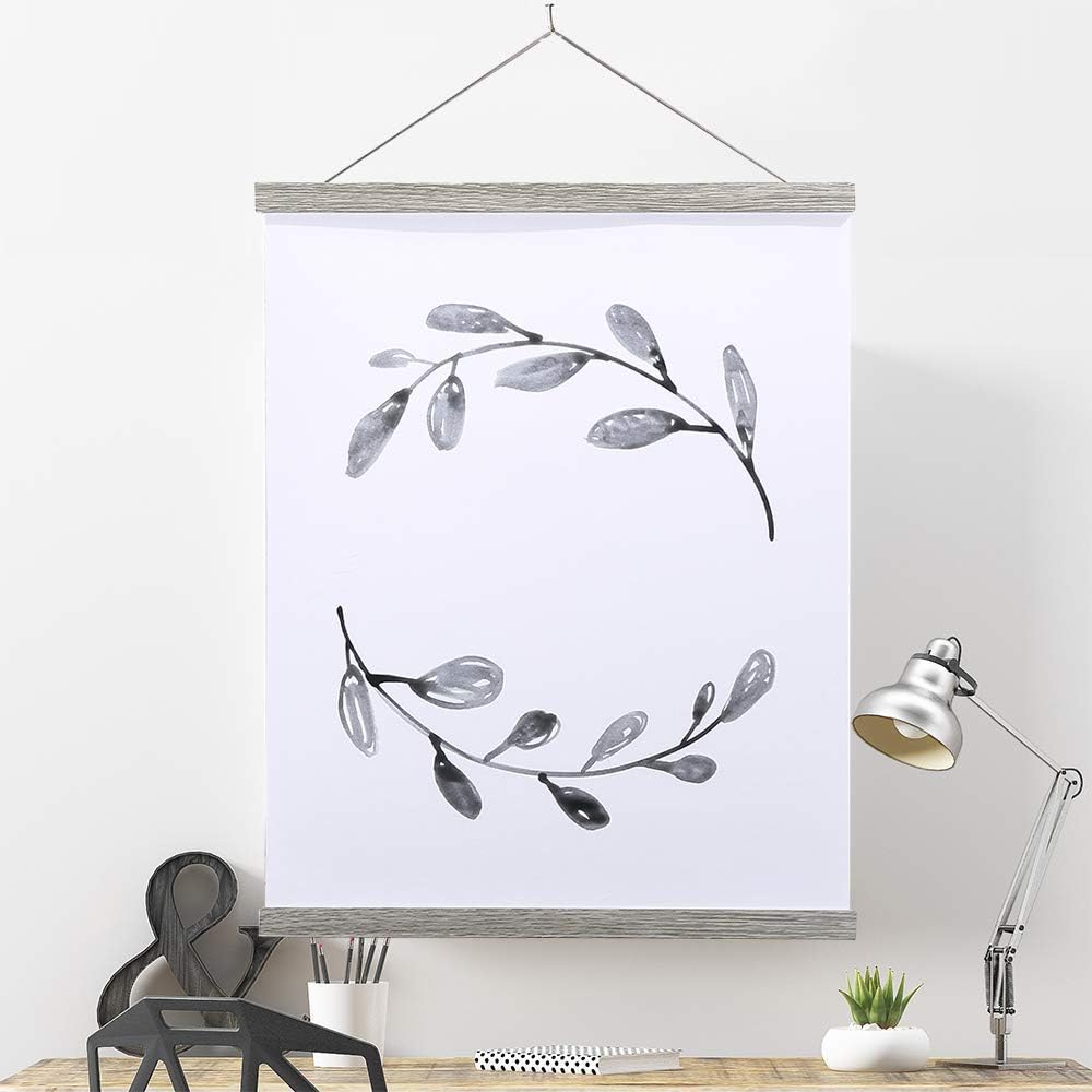 Benjia Magnetic Poster Hanger - 40" Wooden Frame for Canvas & Artwork | Grey Color, Easy Wall Display