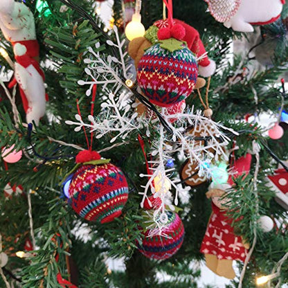 12-Inch Knitted Christmas Tree Balls Set - Style 6 Holiday Decor
