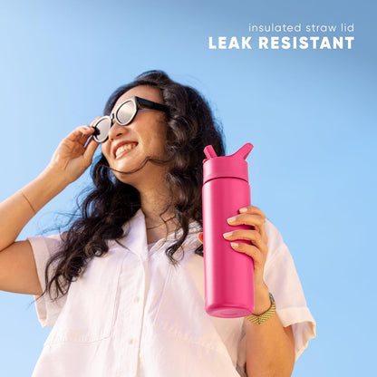 Simple Modern | Kids Water Bottle with Straw Lid - Vacuum Insulated, BPA-Free, 18oz Cream Leopard
