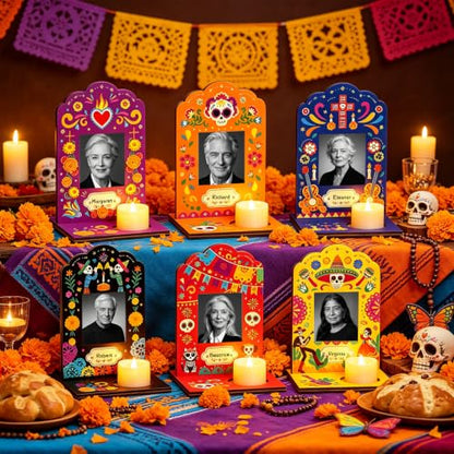 Dia De Los Muertos Wooden Picture Frames Set of 6 for Altars Home Decor
