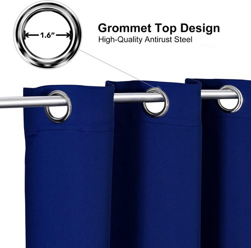 ChrisDowa Blackout Curtains - Thermal Insulated Room Darkening Panels | 102 Inches Long, Royal Blue (Set of 2)