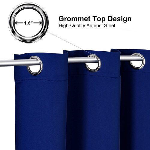 ChrisDowa Grommet Blackout Curtains for Bedroom and Living Room - 2 Panels Set Thermal Insulated Room Darkening Curtains (Royal Blue, 52 x 63 Inch)