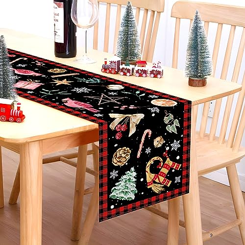 Yule Table Runner 13x72 Inches Christmas Holiday Rustic Linen Decor