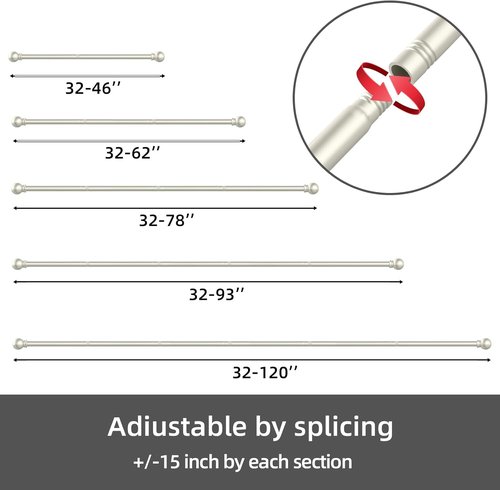 GXOACKJ Curtain Rods - Heavy Duty Decorative Metal Set for Windows 66-120 Inch | 5/8 Inch Nickel Finish
