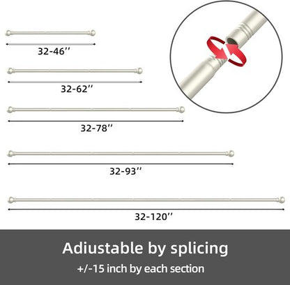 GXOACKJ Curtain Rods - Heavy Duty Decorative Metal Set for Windows 66-120 Inch | 5/8 Inch Nickel Finish