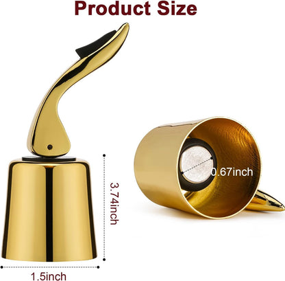 Wine Stoppers for Wine Bottles with Stainless Steel Vacuum Wine Bottle Stopper with Silicone Reusable Wine Corks, Leak proof Keep Fresh Suitable for Red&White Bottle (Gold, 3 Pack)