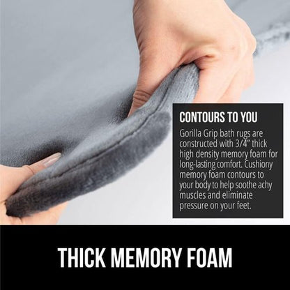 GORILLA GRIP Memory Foam Bath Rug - Soft, Absorbent Velvet Mat | Durable, Machine Washable, 24x17 in Graphite Gray