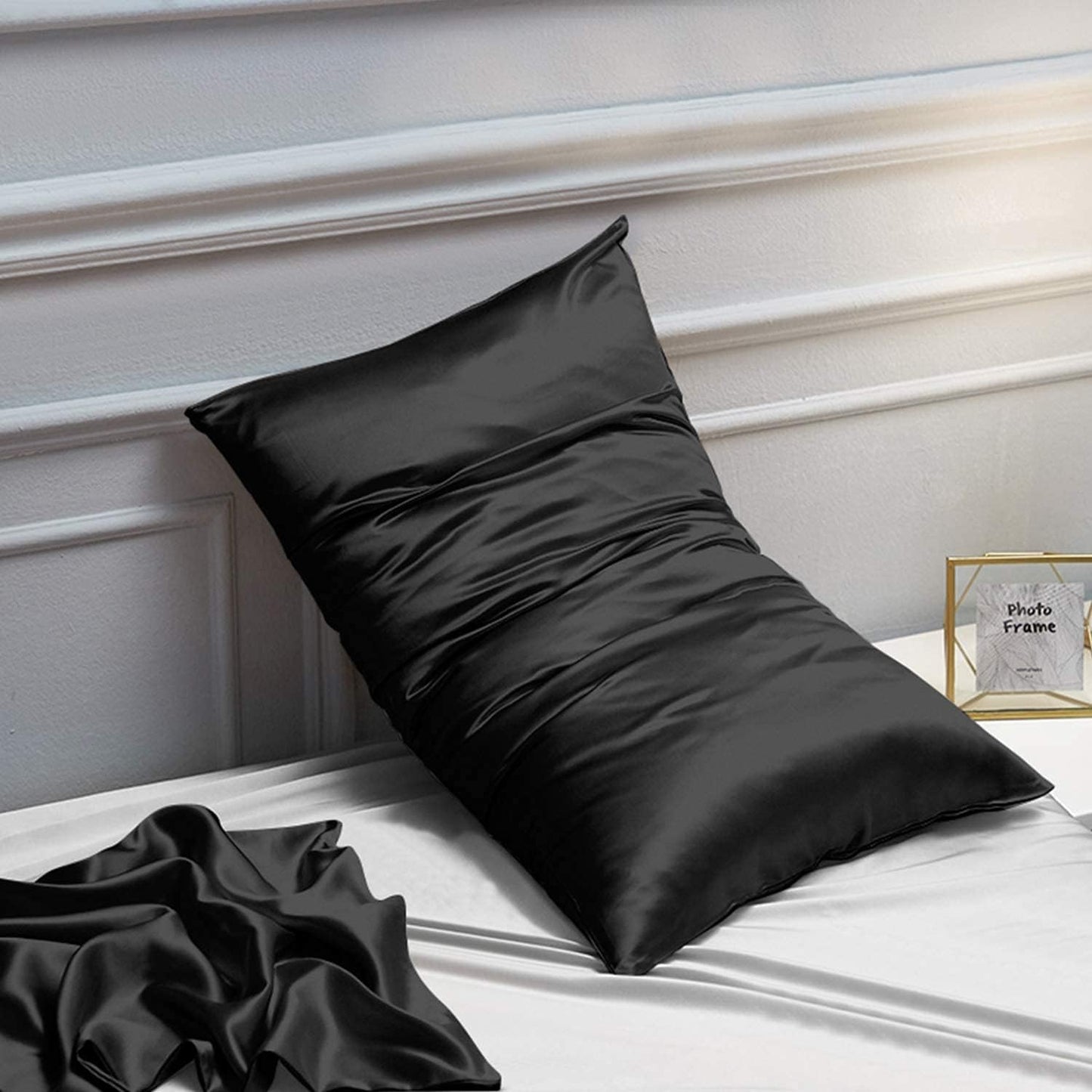 NTBAY Satin King Pillowcases - Luxurious Silky Pillow Cases for Hair & Skin | 20x40 Inches, Black - 2 Pack