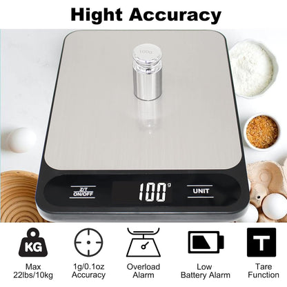 Skiennix Digital Kitchen Scale - 10kg/22lb Capacity for Accurate Grams & Ounces Measurements
