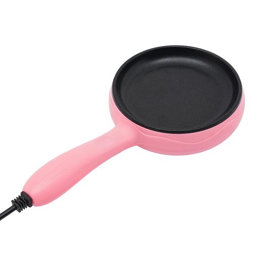 Chieacho 450W Electric Skillet Mini Frying Pan, 6 Inch Mini Skillet Electric with Non-Stick Coating for Egg Bacon Sausage, Pink Small Electric Frying Pan for kichen