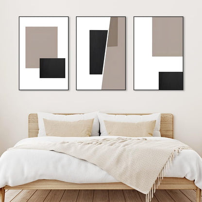 Skiennix Canvas Framed Wall Art - Large 24" X 32" Black and White Geometric Decor for Living Room & Office