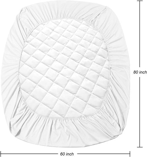 EIUE Quilted Mattress Pad - Lightweight & Breathable Fitted Topper Protector | Queen Size (60x80 inches) - White