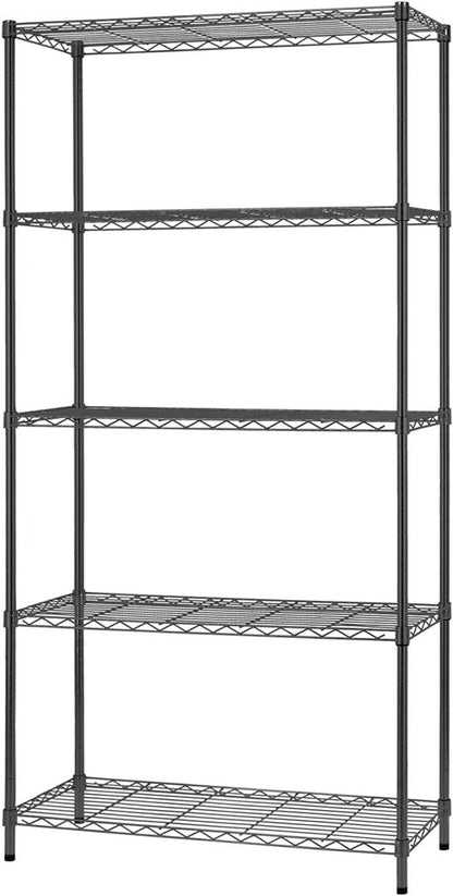 FDW Wire Shelving Unit - 5-Tier Adjustable Metal Rack for Kitchen, Garage & Pantry - Black 14" D x 36" W x 72" H