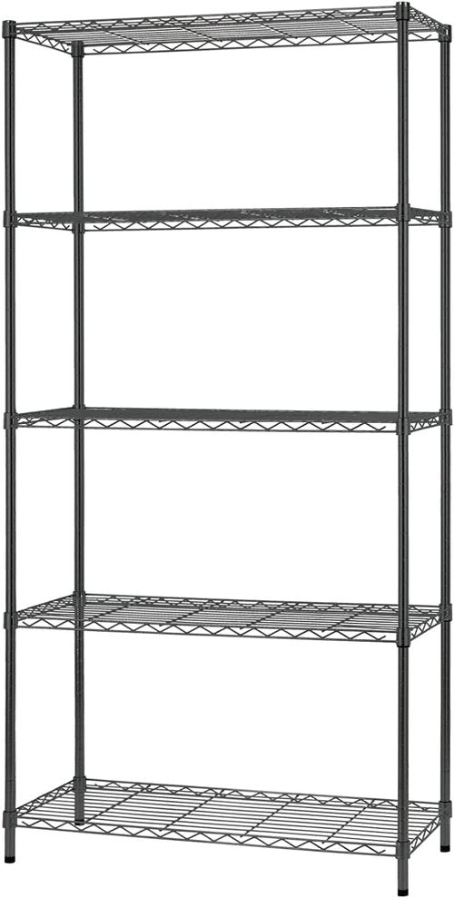 FDW Wire Shelving Unit - 5-Tier Adjustable Metal Rack for Kitchen, Garage & Pantry - Black 14" D x 36" W x 72" H