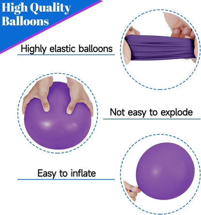 Skiennix 68Pcs Party Balloons Kit - 12 Inch Pearl Light Blue & Metallic Purple with Ribbons | Winter Theme Decor