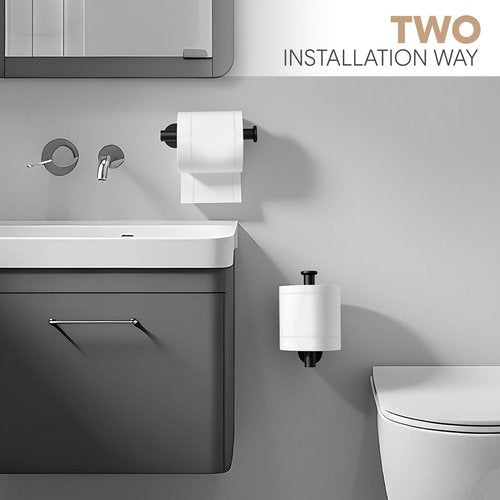 baecel Toilet Paper Holder, Adhesive Toilet Paper Holder Wall Mount, Premium Thicken SUS304 Stainless Steel, No Drilling Toilet Paper Stand Roll Holder for Bathroom Kitchen RV, Matte Black