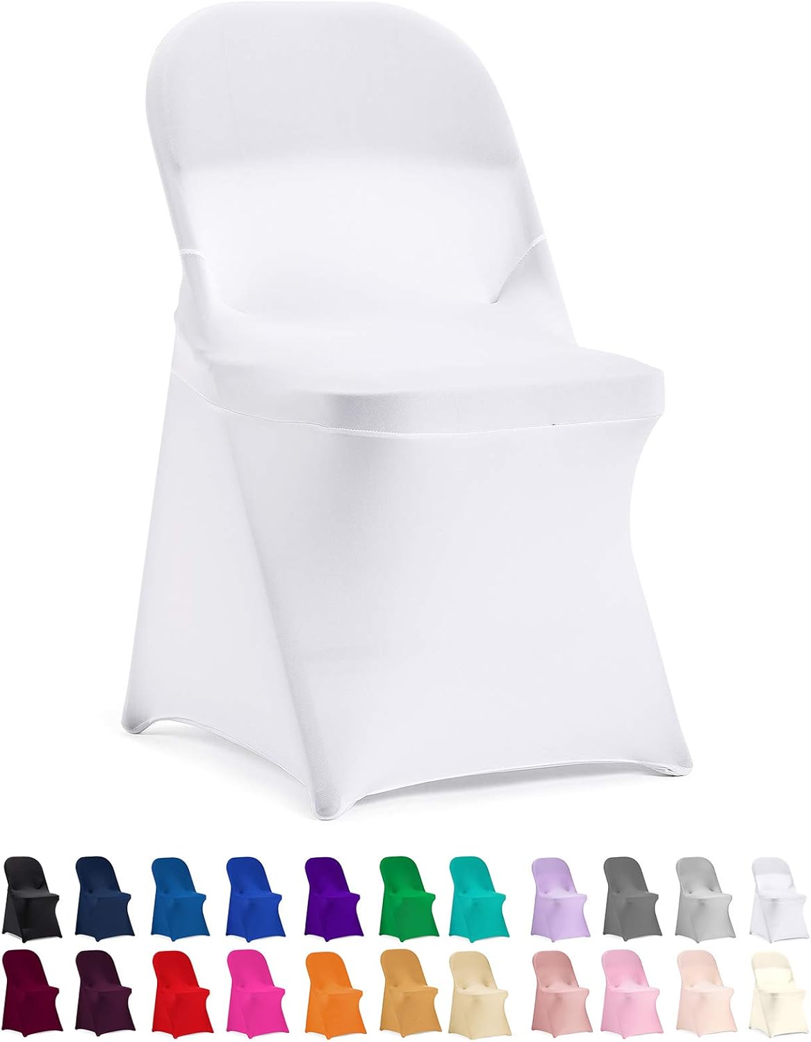 Peomeise Stretch Spandex Folding Chair Covers - Elegant White for Weddings & Events | 12-Pack