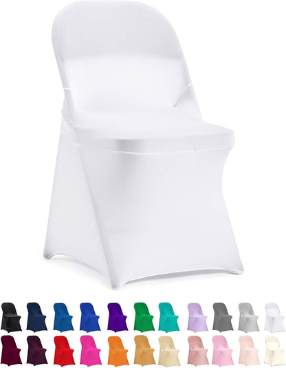 Peomeise Stretch Spandex Folding Chair Covers - Elegant White for Weddings & Events | 12-Pack