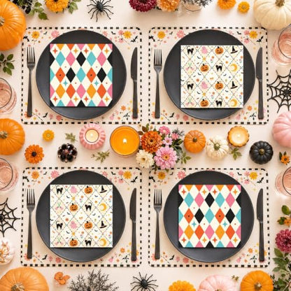 Halloween Cocktail Napkins 50 Pack Ghost Pumpkin Black Cat Party Supplies
