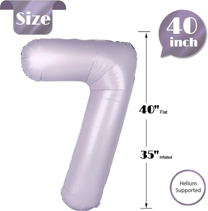 Number 7 Balloon by Lilac - 40 Inch Lavender Birthday Decoration for Girls & Women