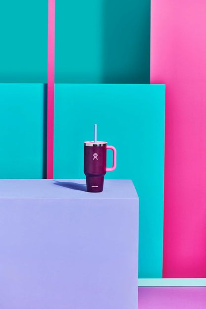 Hydro Flask 32 Oz Travel Tumbler - Insulated Stainless Steel with Handle, Lid & Straw in Sugarplum