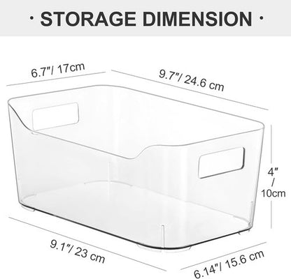 Heyuzb 12-Pack Clear Plastic Storage Bins - Versatile Organizers for Kitchen, Office & Pantry