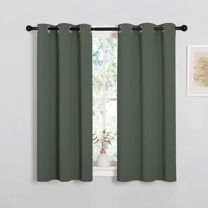 NICETOWN Blackout Curtain Panels - Thermal Insulated Grommet Top Drapes for Bedroom | 2 Panels, Dark Mallard, W34 x L45-Inch
