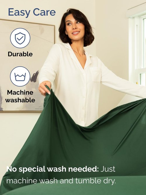 Extra Deep King Sheet Set - 6 Piece Breathable and Cooling Sheets - Hotel Luxury Bedding for Women, Men, Kids & Teens - Easy & Secure Fit - Soft and Wrinkle Free - Extra Deep Pockets - Emerald Green