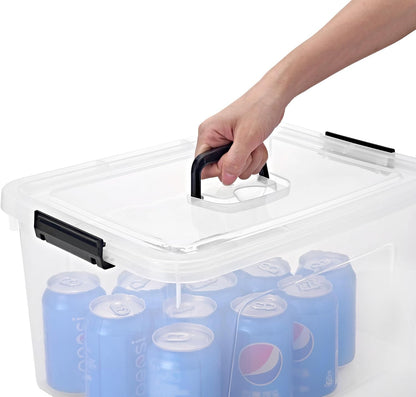 Skiennix 19 Quart Plastic Storage Bins - Stackable Clear Organizing Boxes with Lids | 6-Pack